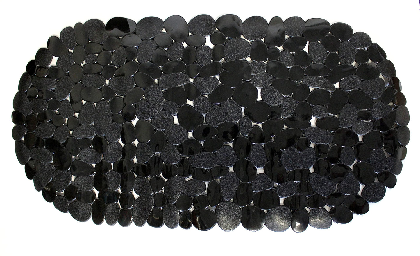 Non-Slip Pebble Bath Mat – 27" x 14" Black Oval Tub Mat with Suction Cups, PVC Shower & Bathtub Safety Mat – Dependable Industries Inc. Essentials