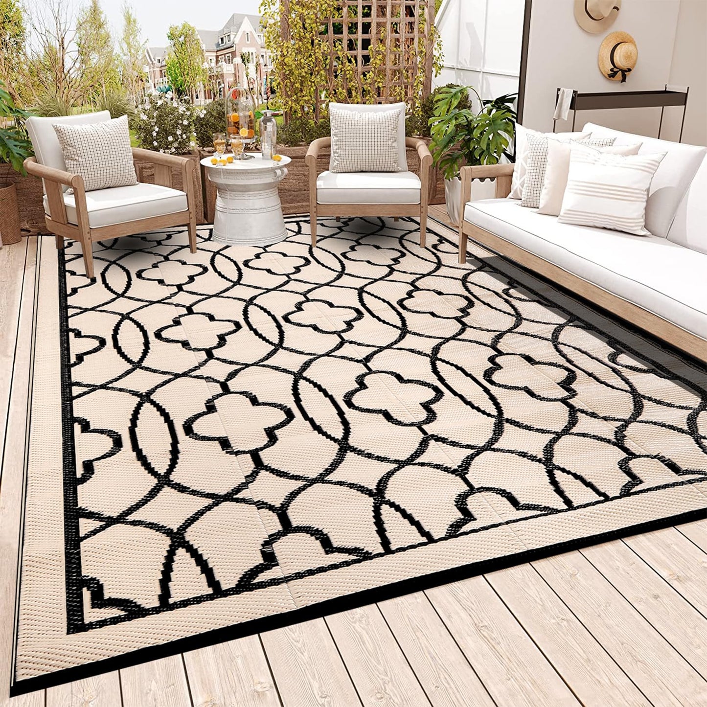 Pendolr Outdoor Rug Waterproof 8x10 ft Outdoor Carpet Patio Rug Mat Reversible RV Camping Rug Plastic Straw Rug Outside Outdoor Area Rug for Patio Deck Balcony Backyard Picnic Beach