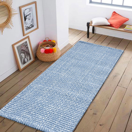 Chardin home Blue & White Reversible Runner Rug, 2x5 feet Machine Washable Cotton Rug, Perfect for hallways, stairwell, Kitchen Bedroom