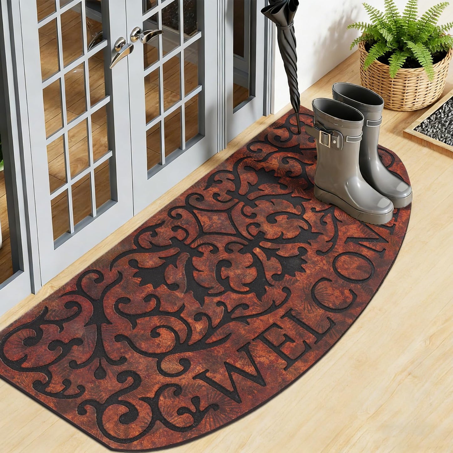 MTOUOCK Large 47"x 22" Heavy Duty Welcome Mats Outdoor with Non-Slip Rubber Backing - Durable Outdoor Door Mat for Front Door Entrance, Garage, Patio & High Traffic Areas（Welcome Mat Style 2）