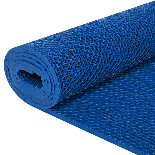 foriy 4'x10' Drainage Floor Mat - Non Slip PVC Mesh Hollow Mat, 1/5" Thick for Commercial Kitchen, Pool, Bathroom, Restaurant, Garage - Wet Area Anti Fatigue Mat (Blue, 4'x10')