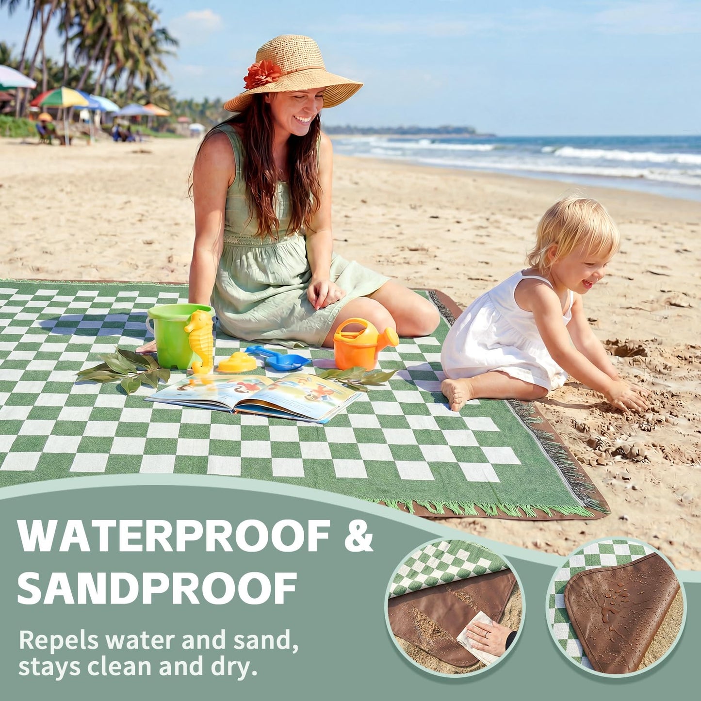 2 in 1 Extra Large Camping Blanket Outdoor Rug Picnic Yoga Mat Lightweight Car Essential Roadtrip Gadget Rv Accessories Glamping Gear Must Haves Hiking Stuff Backpacking Necessities Women Beach Gift