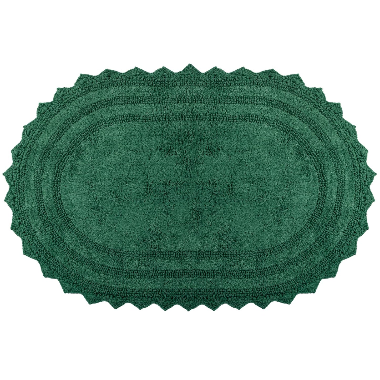 RAJRANG Foliage Green Oval Cotton Bathroom Rug – 34x21 Inch Reversible Crochet Bathroom Rug – Soft, Absorbent, Handmade Boho Rug for Spa, Kitchen, or Entryway