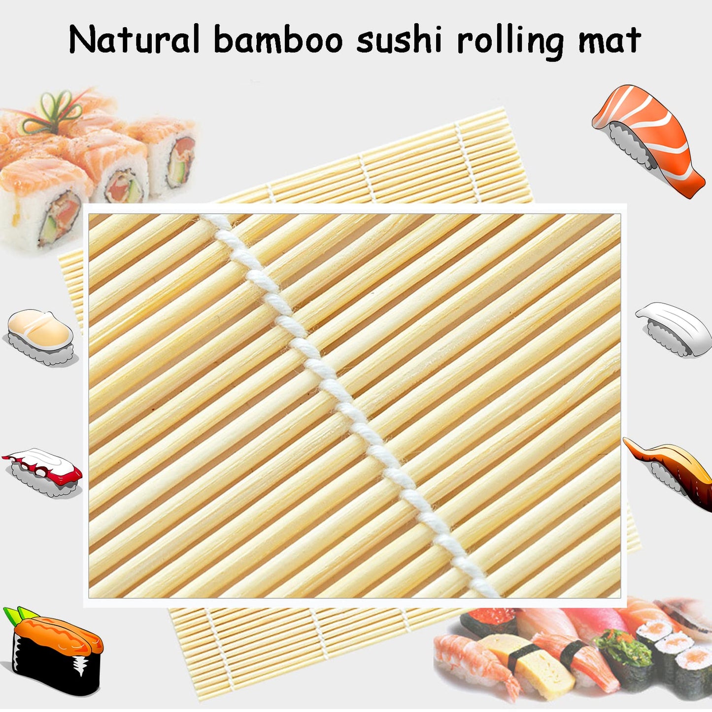 Wtpncil Sushi Rolling Mat 4 Pack, Premium Natural Bamboo Sushi Mats, Reusable & Eco-Friendly Sushi Roller, Perfect for Homemade Maki Sushi, Futo Rolls, Hand Rolls & Kitchen DIY