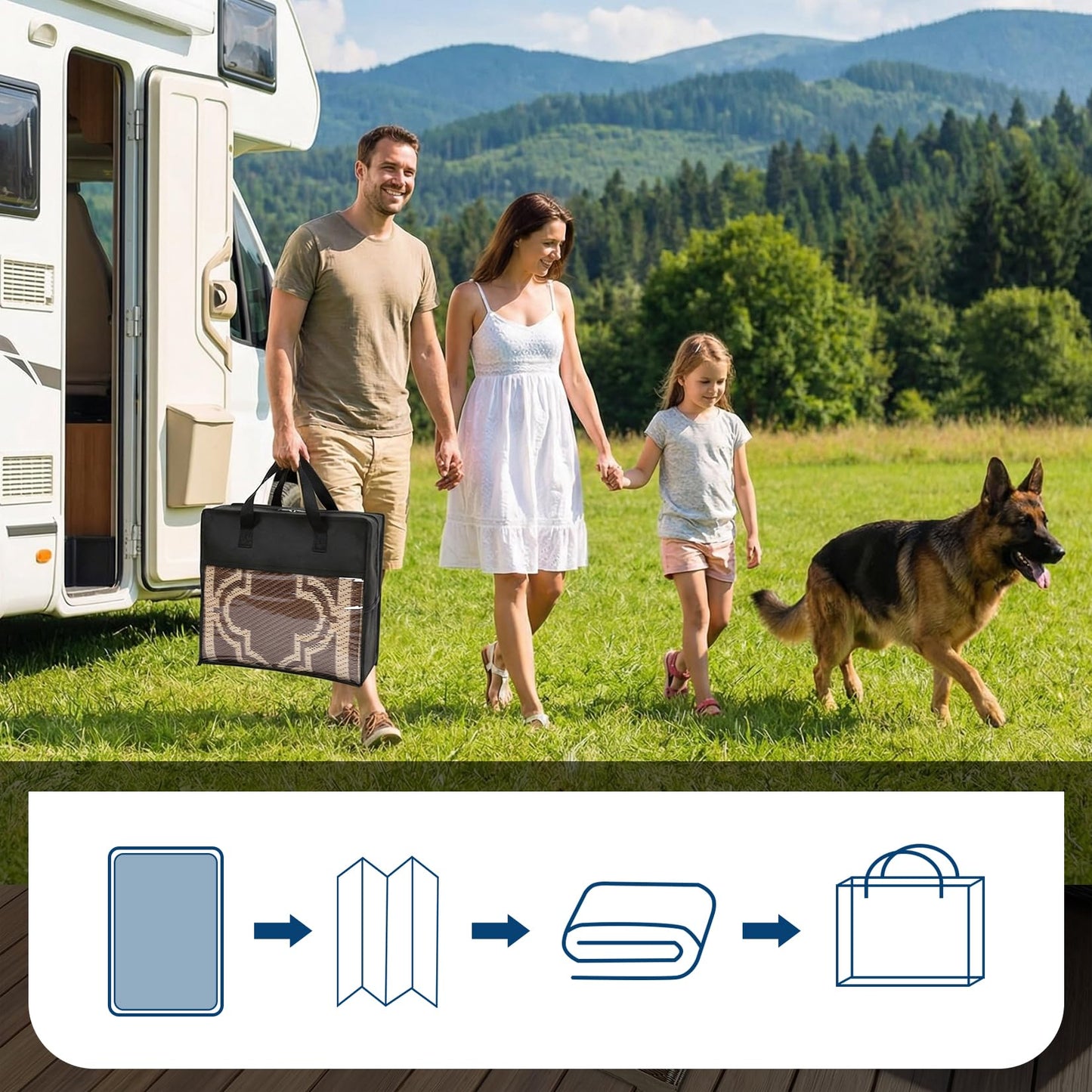 Garvee Reversible Outdoor Rug 9x12, Waterproof Outdoor Plastic Straw Rug with Interlacing Pattern, RV Mat for Picnics, Patio, Camping, Balcony, Deck, Backyard, Porch, Brown