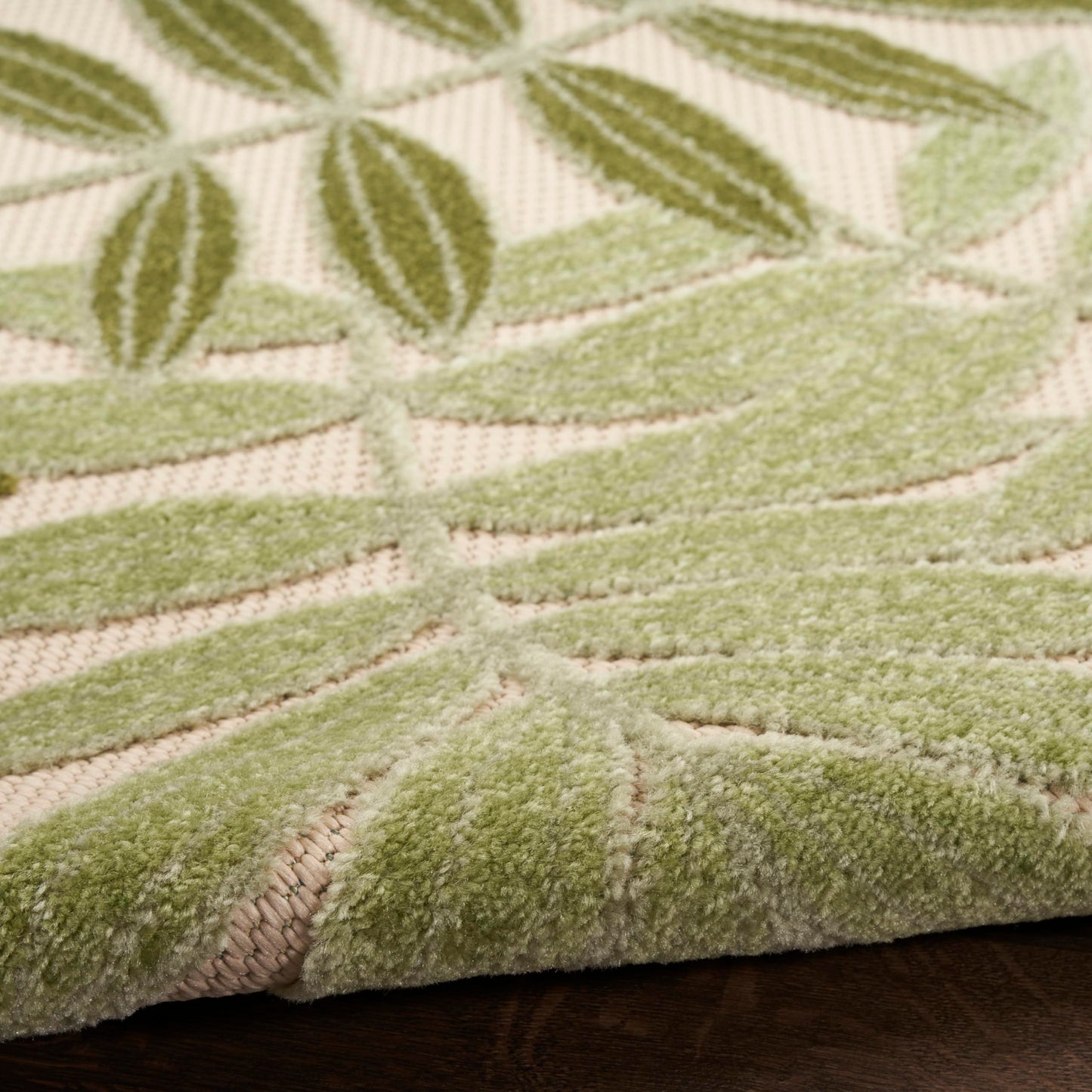 Nourison Home Aloha Ivory Green 2' x 6' Area Rug - Easy Clean, Non Shedding, Bed Room, Living Room, Dining Room, Kitchen (6' Runner)