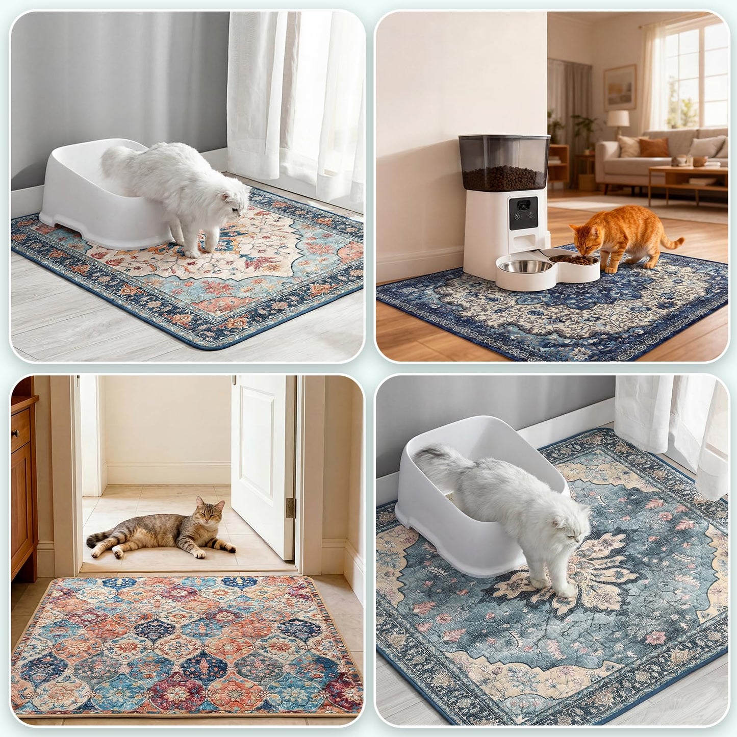 Hompet Cat Litter Mat 2 Pack, 18x28 Machine Washable Trapping Mats for Cats, Super Absorbent & Urine-Proof Cat Litter Box Mat for Floor, Waterproof & Non Slip Kitty Litter Rug