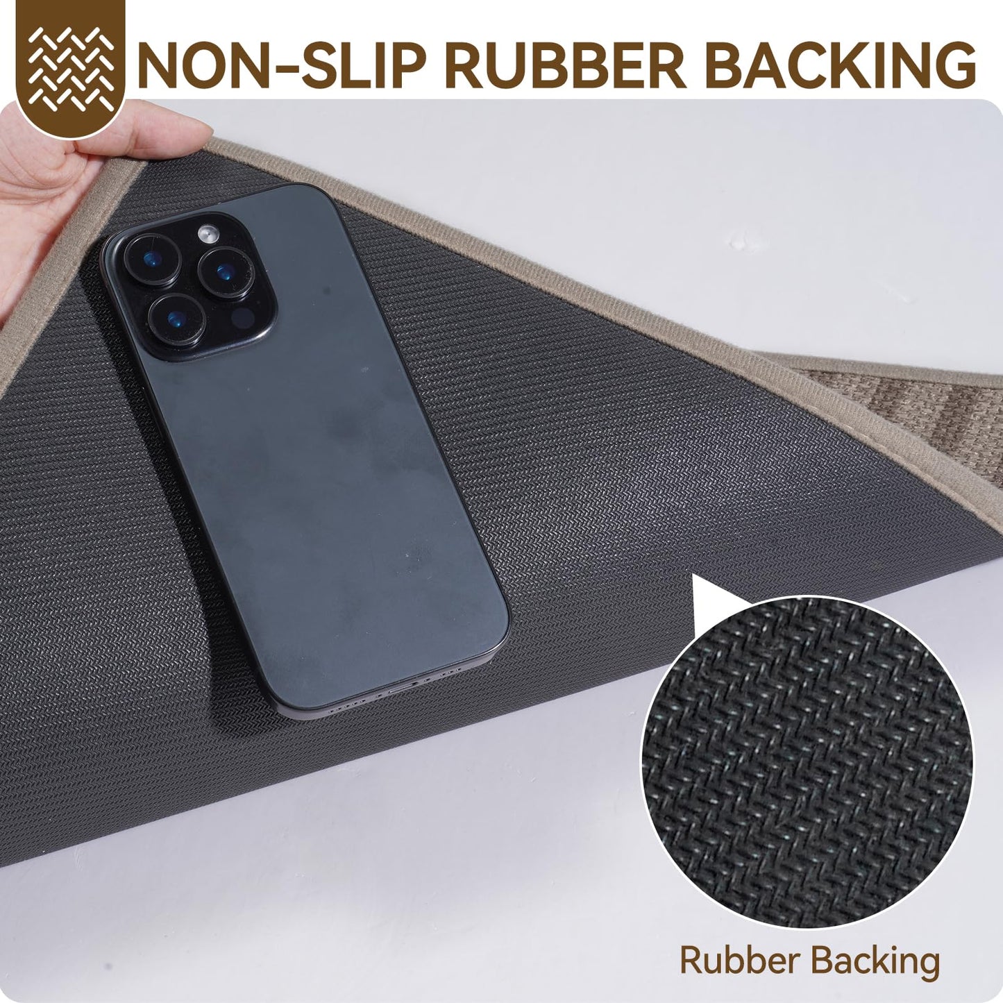 QiCaiJia Front Door Mat 31''x47'', Absorbent Dirt Resist Washable Non Slip Low-Profile Indoor Doormat, Easy Clean Welcome Entryway Door Mats, Brown
