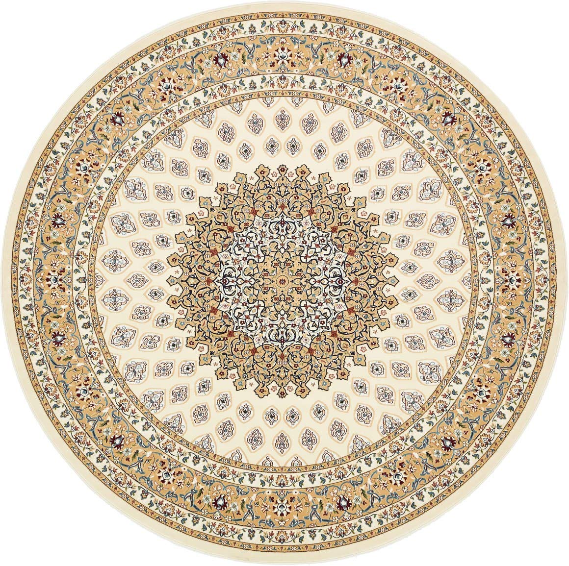 Unique Loom Narenj Collection Classic Traditional Textured Medallion Pattern Design Area Rug, 10' 0" x 10' 0", Ivory/Tan
