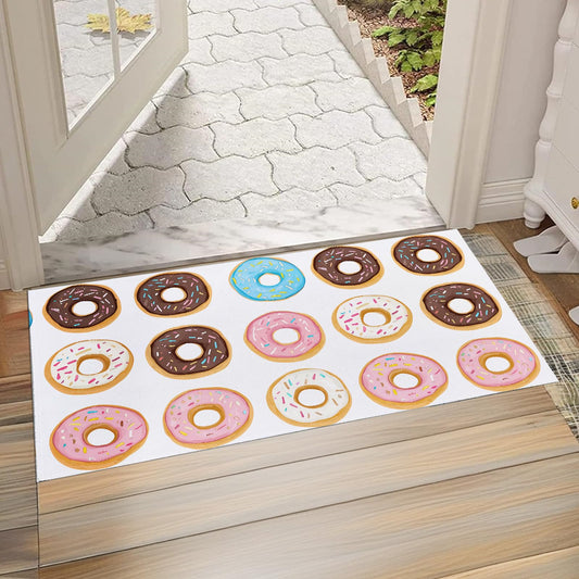 Zeleda Donut Indoor Door Mat, Non-Woven Fabric Door Mat, Anti-Slip Backing Welcome Mat for Front Door, Indoor Entrance, Kitchen, Bedroom, Living Room - Durable Floor Mat for Home Decor & All Seasons