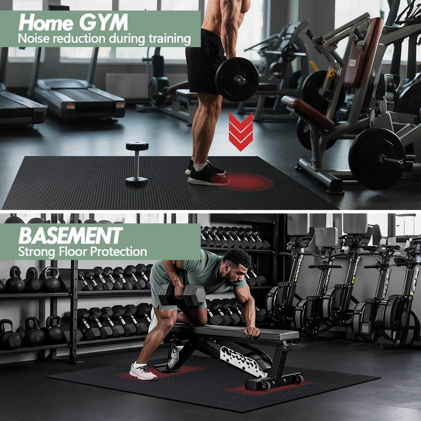 WAWINY 20 Sq Ft Gym Floor Mats, 0.5" Thick Interlocking Foam Tiles