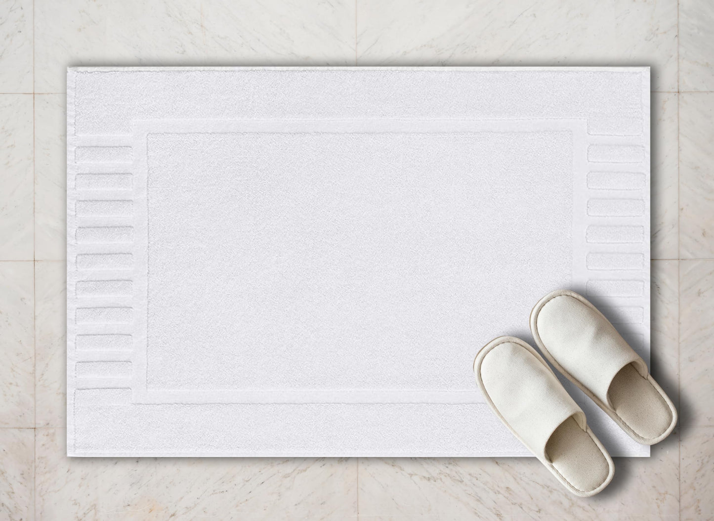 White Classic Luxury Bath Mat Floor Towel Set of 6-20x30 Inch, Absorbent Cotton Hotel Spa Shower/Bathtub Mats
