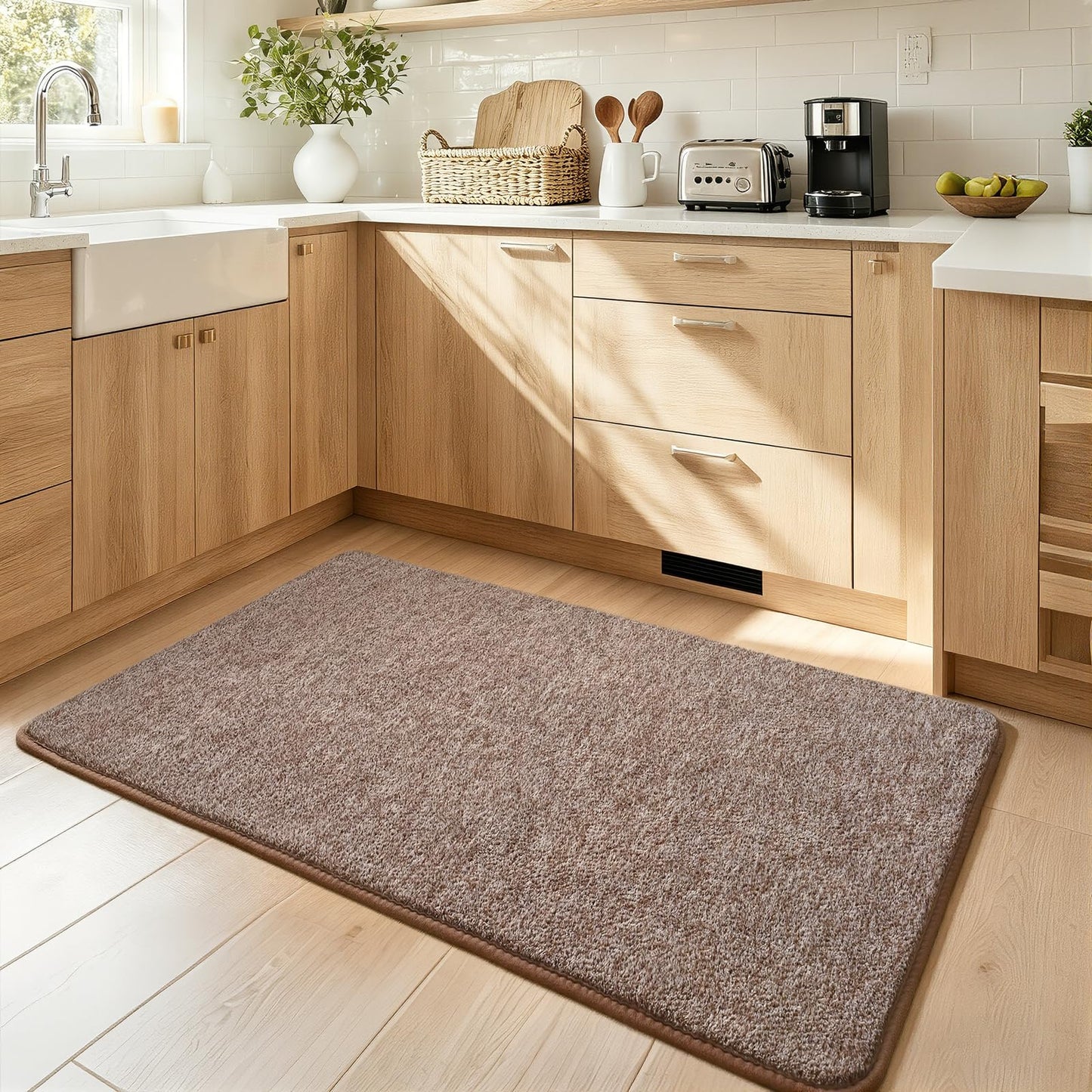 Keeko Soft 2x4 Small Runner Rug Brown, Bedside Rugs for Bedroom Indoor Runner Hallway Carpets Non Slip Living Room Area Throw Rugs Memory Foam Laundry Room Rug for Teen Kids Boys Dorm Room Decor