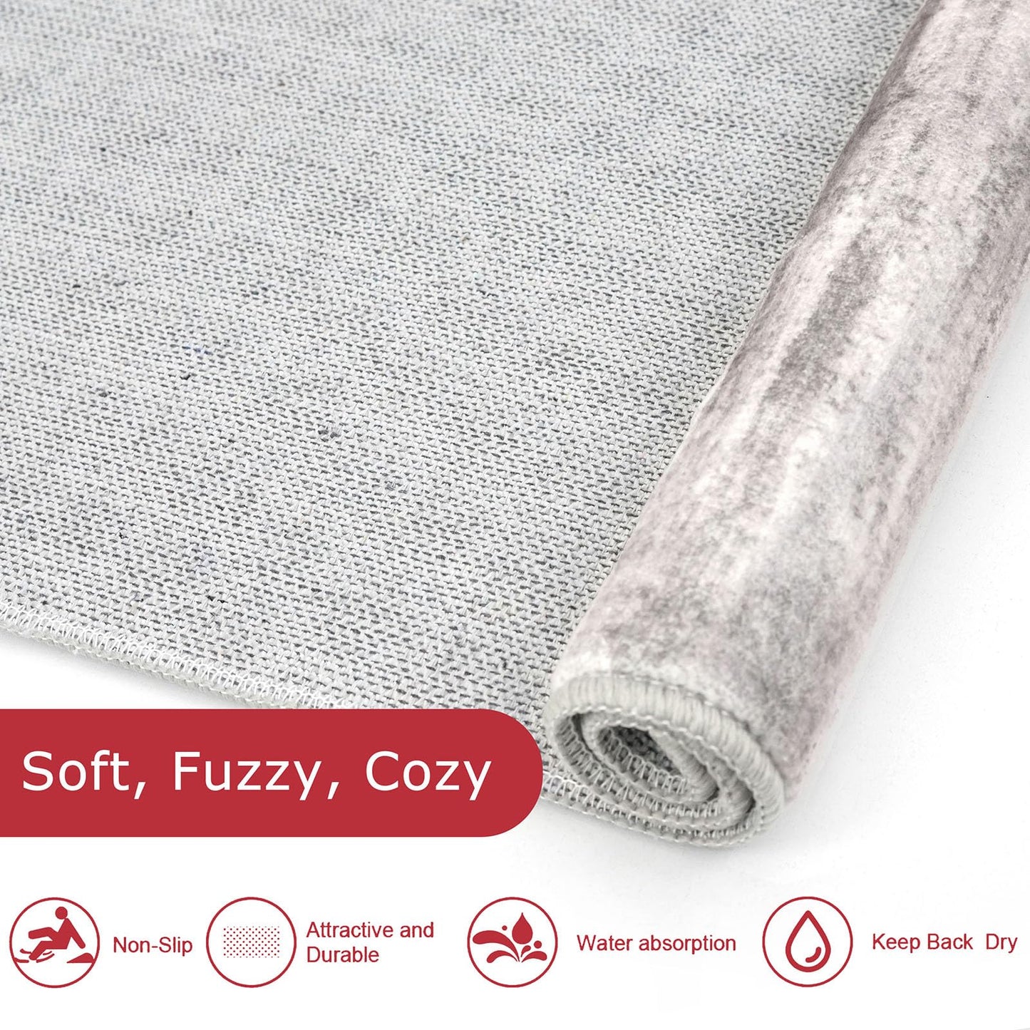 KOZYFLY Modern Abstract Small Area Rugs 2x3, Washable Kitchen Rug Non-Slip Soft Small Bathroom Rug, Grey/Light Beige/Brown Striped Entryway Rugs Abstract Print Faux Wool Doormat
