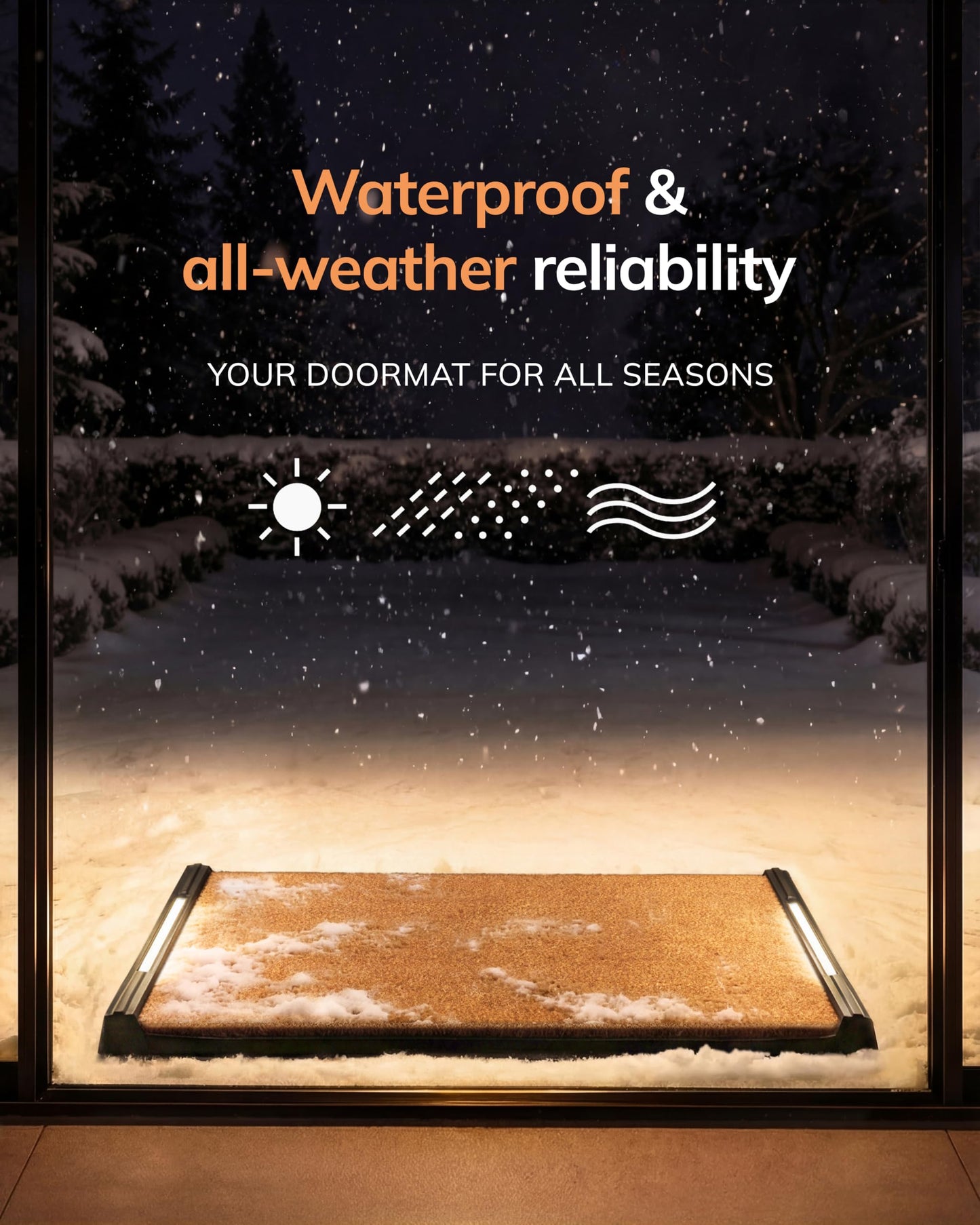Anji Mountain BriteStep with LED Lights, Front Door Mat - Pressure-Activated Welcome Mat, All-Weather, Outdoor Doormat 18x30 Coir Insert, Wireless 3AA, Auto Shut-Off, 32.5x18.5 in