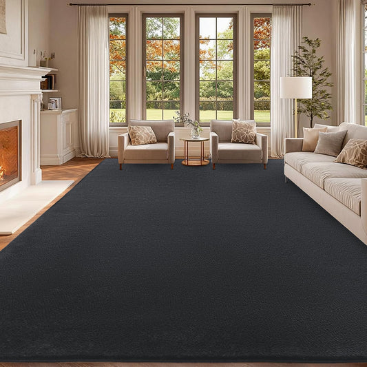 qulint 8x10 Area Rug for Living Room, Modern Large Washable Rug for Bedroom Dark Grey Thickened Memory-Foam Rug, Minimalist Solid Non Slip Carpet for Kid Room Dining Room Classroom Home Decor