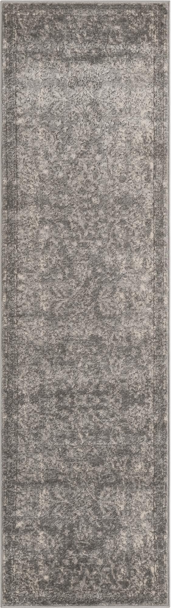 Rugs.com Oregon Collection Rug – 8 Ft Runner Gray Low-Pile Rug Perfect for Hallways, Entryways