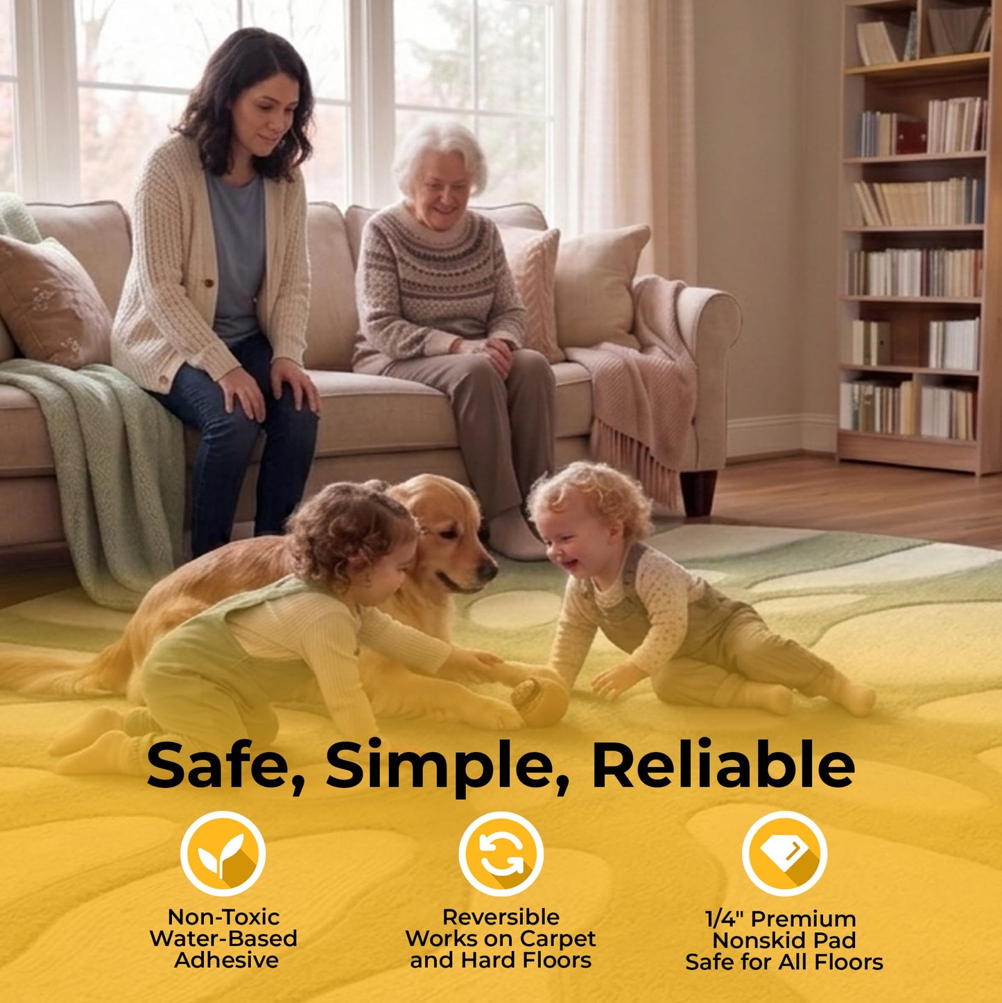 Hold-a-Rug Plush 2' x 8' Nonskid, Nonslip Rug Pad, Reversible Gripper, ¼ Thick, Safe for All Floors and Carpet, Keep Area Rugs Secure