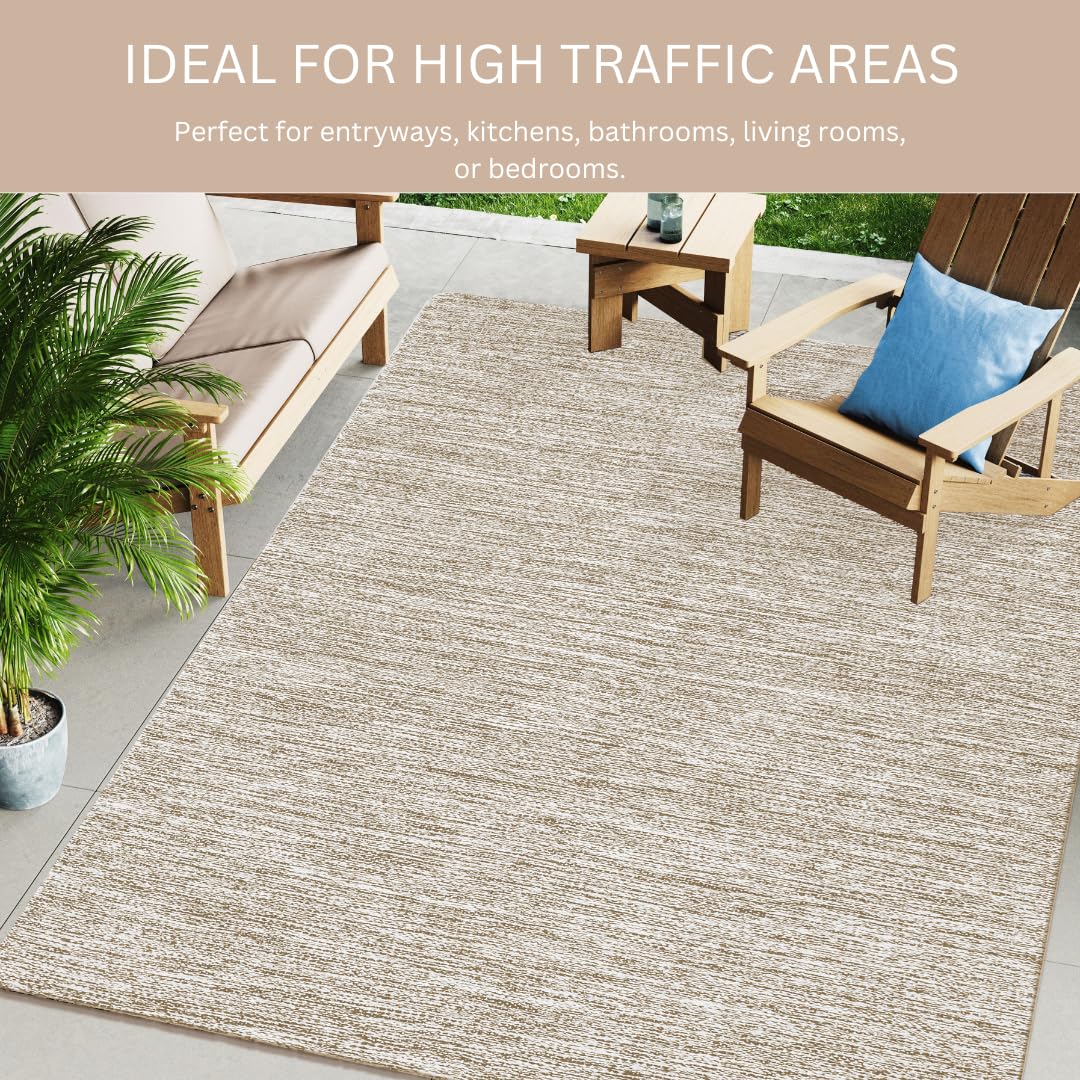 CottonCove Hand Woven Area Rug 4x6 Feet - Rustic Farmhouse Bohemian Accent Rug for Living Room Bedroom Kitchen Entryway Floor Mats - Ideal for High Traffic Areas 100% Cotton Rag Rug Natural