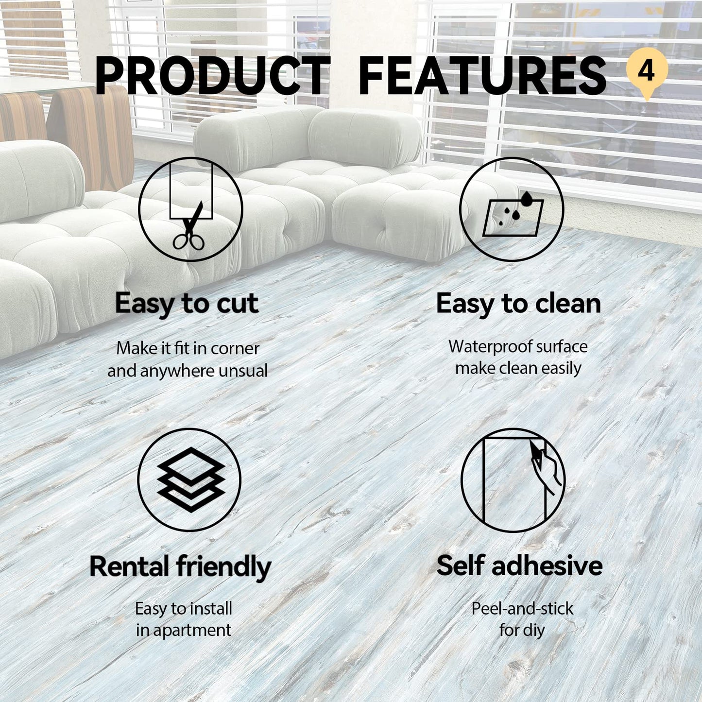 Peel and Stick Floor Tile - 11.8" X 394" Vinyl Flooring Roll, Wood Grain Textured with Waterproof, Slip-Resistant - for Bathroom, Rv