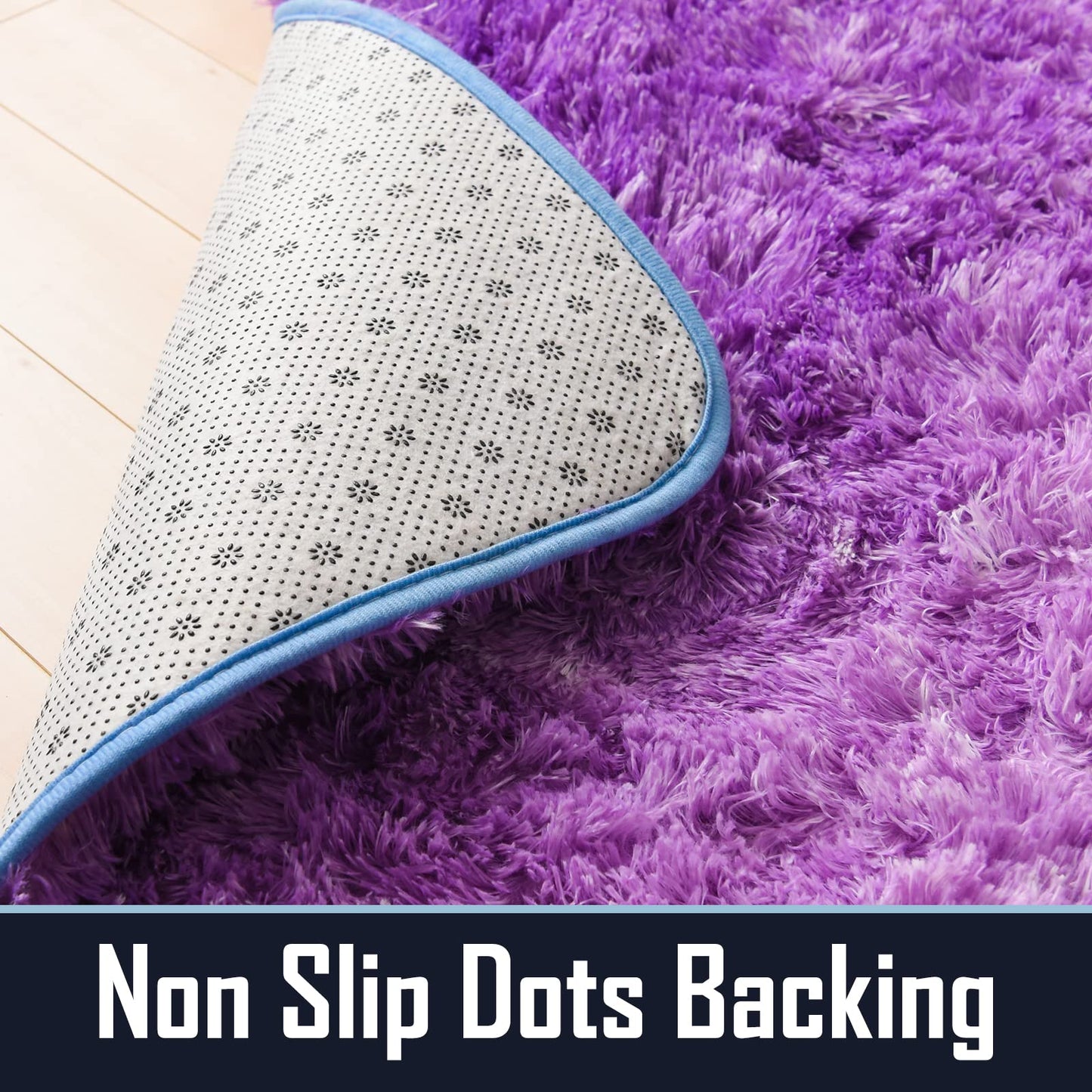 A Nice Night Shaggy Fluffy Faux Fur Area Rug, BluePurple Tie Dye Star Glitter Printed,Soft, Luxurious Carpet Rugs for Nursery Rug, Bedroom, Living Room,5'x7'