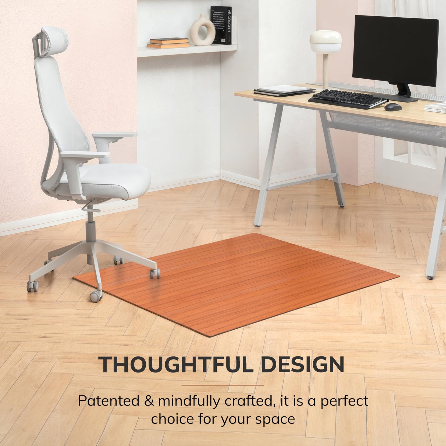Anji Mountain Office Chairmat Thickest & Sturdy Bamboo Chairmats Highly Premium Quality Anti-Slip Heavy Duty for Multi-Purpose Hardwood Floor Office & Home Floor Protector Office Chair mat-5mm Thick