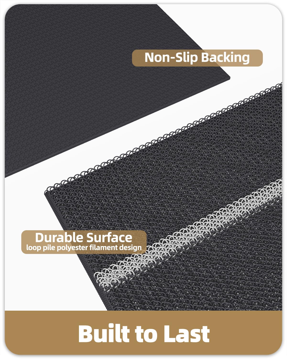Color&Geometry Front Door Mat (1-Black, 24"x47")