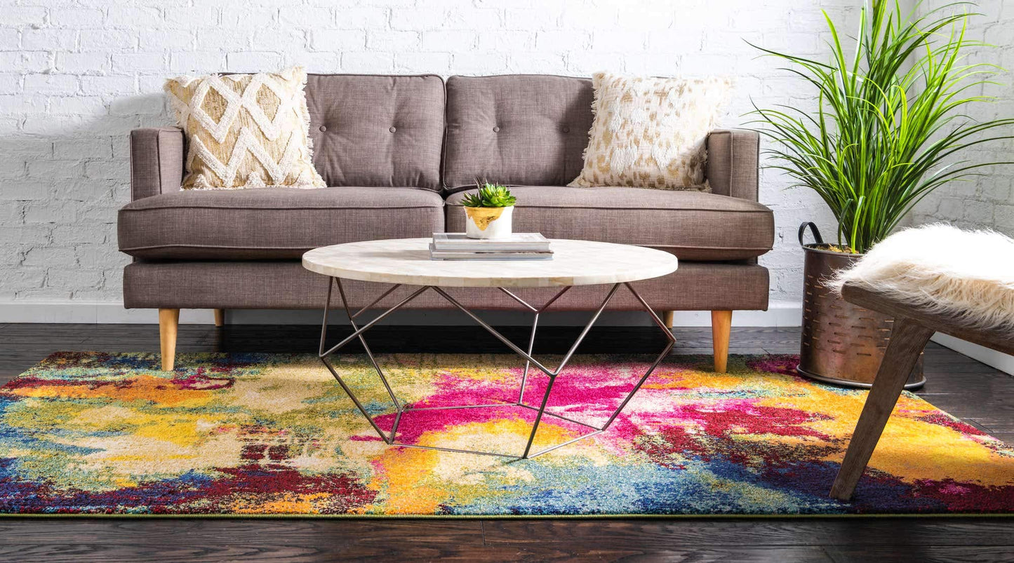 Unique Loom Estrella Collection Colorful, Abstract, Watercolor, Modern, Eclectic Area Rug (5' 0 x 8' 0 Rectangular, Multi/Beige)