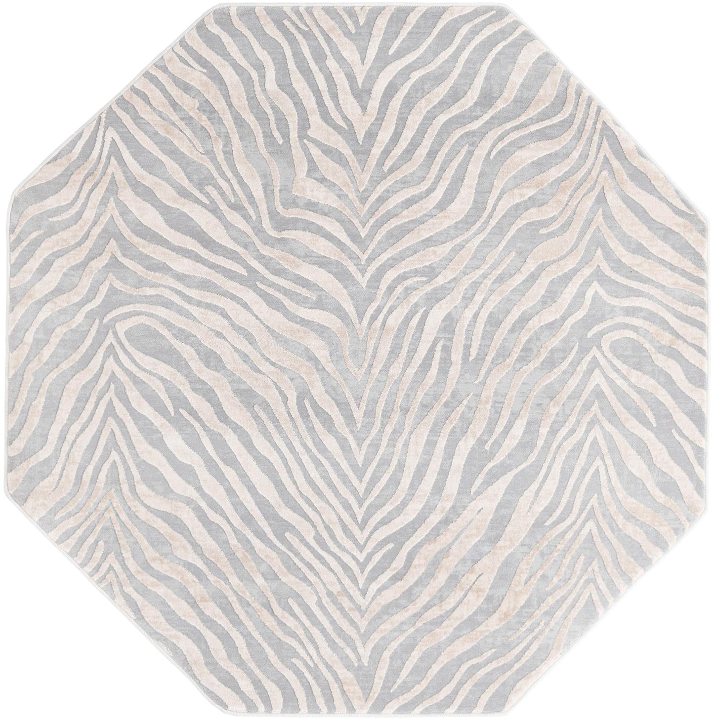 Unique Loom Finsbury Collection Area Rug - Meghan (5' 3" Octagon, Gray and Ivory)