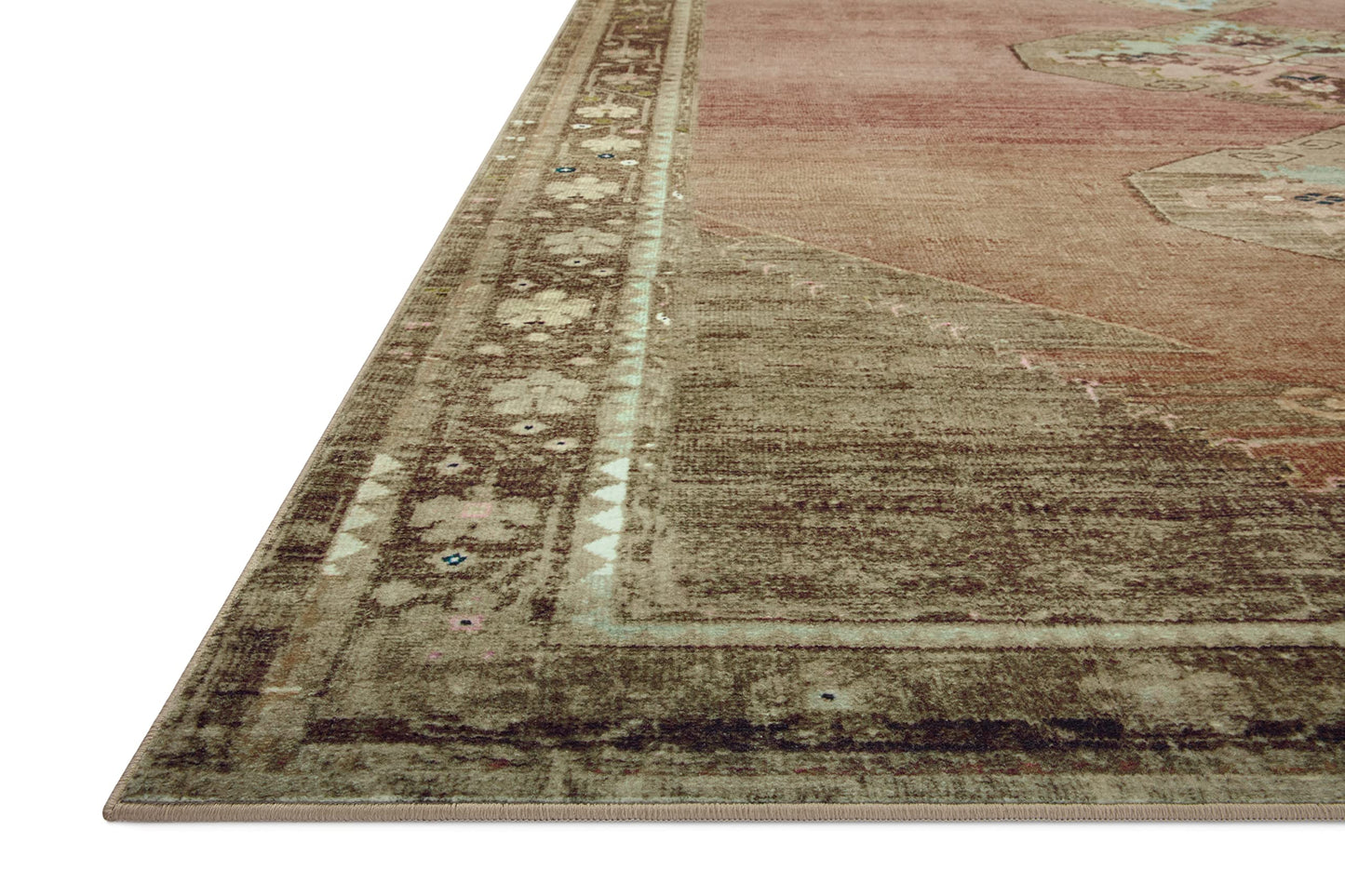 Loloi Magnolia Home by Joanna Gaines Sinclair Collection SIN-06 Clay/Tobacco 7'-6" x 9'-6", .25" Pile Height, Machine Washable, Area Rug