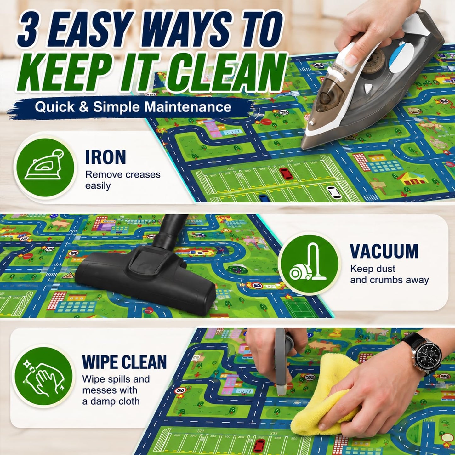 yongjoy Car Rug Road Map Area Rug, 110" x 78.7" Non-Slip Floor Mat