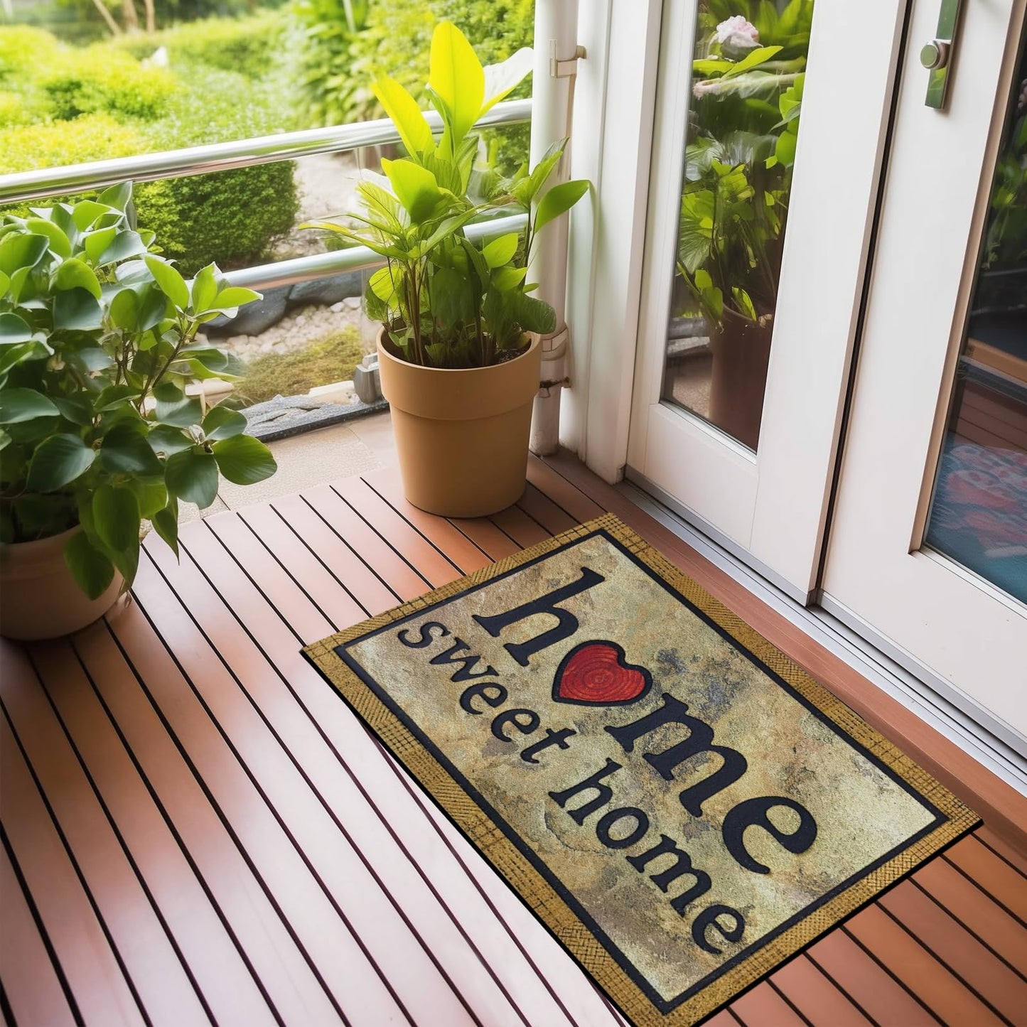 CHICHIC Door Mat Welcome Mat 17x 30 Inch Front Door Mat Outdoors for Home Entrance Outdoors Mat for Outside Entry Way Doormat Entry Rugs, Heavy Duty Non Slip Rubber Back Low Profile, Ink Home