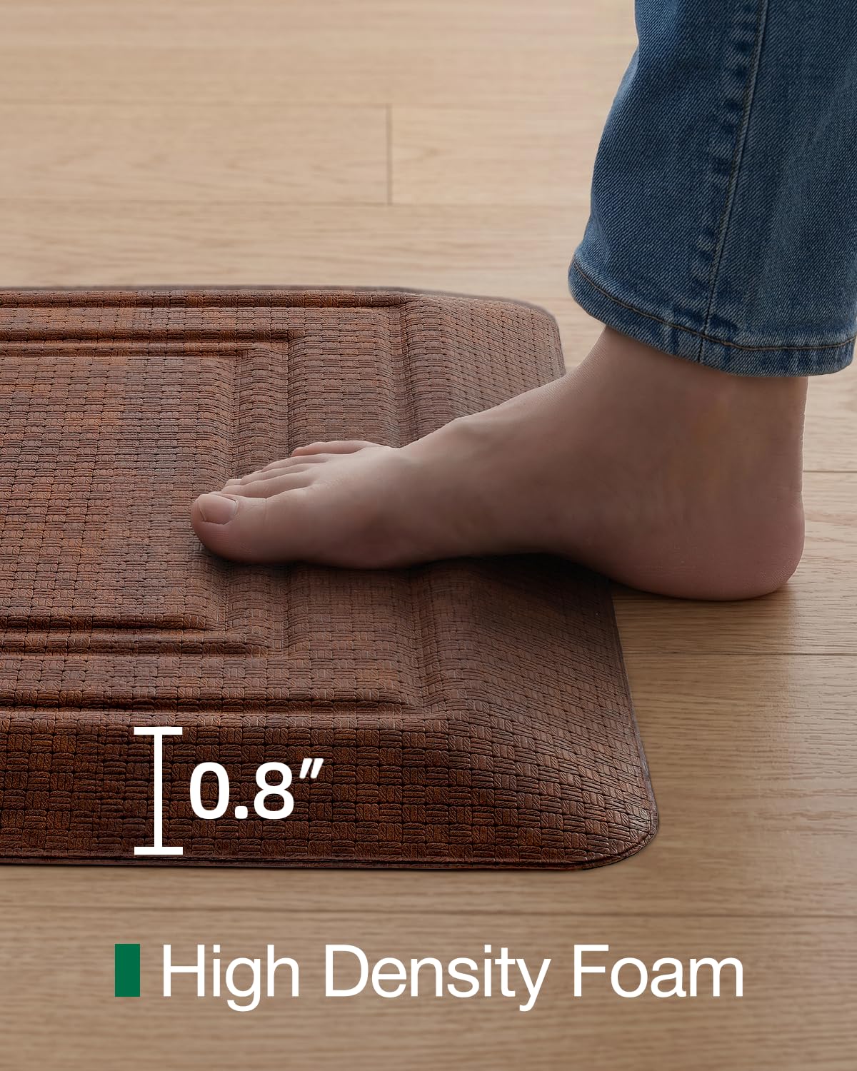 LUMI Anti Fatigue Cushioned Comfort Mats for Standing, 0.8" Extra Thick Ergonomic Mats for Desk Office, Non-Slip, Ultra Soft, Memory Foam Rugs for Home, Kitchen, Laundry, 20"x40", Brown