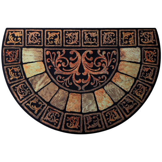 Cedilis Half Round Door Mat, 24 x 36 Inch Front Door Mat, Semi Circle Non-Slip Outdoor Door Mats, Half Circle Rug for Outside Entry, Heavy Duty Rubber Doormat, Low-Profile Welcome Entrance Way Rug