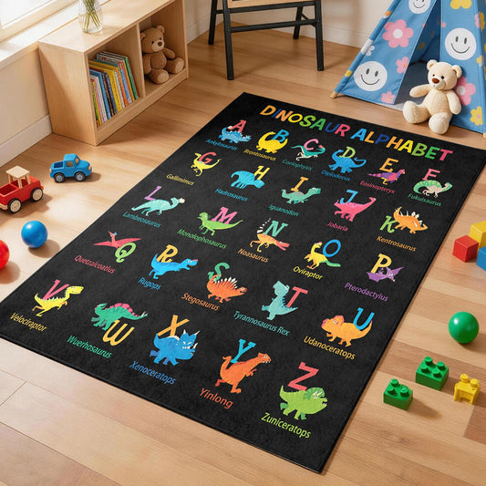 Xspatroias Dinosaur Alphabet Kids Rugs 3x4 Ft Educational Learning Playroom Rug for Toddlers Children Washable Non-Slip Playmat Rug for Classroom Preschool Nursery Playroom Decor