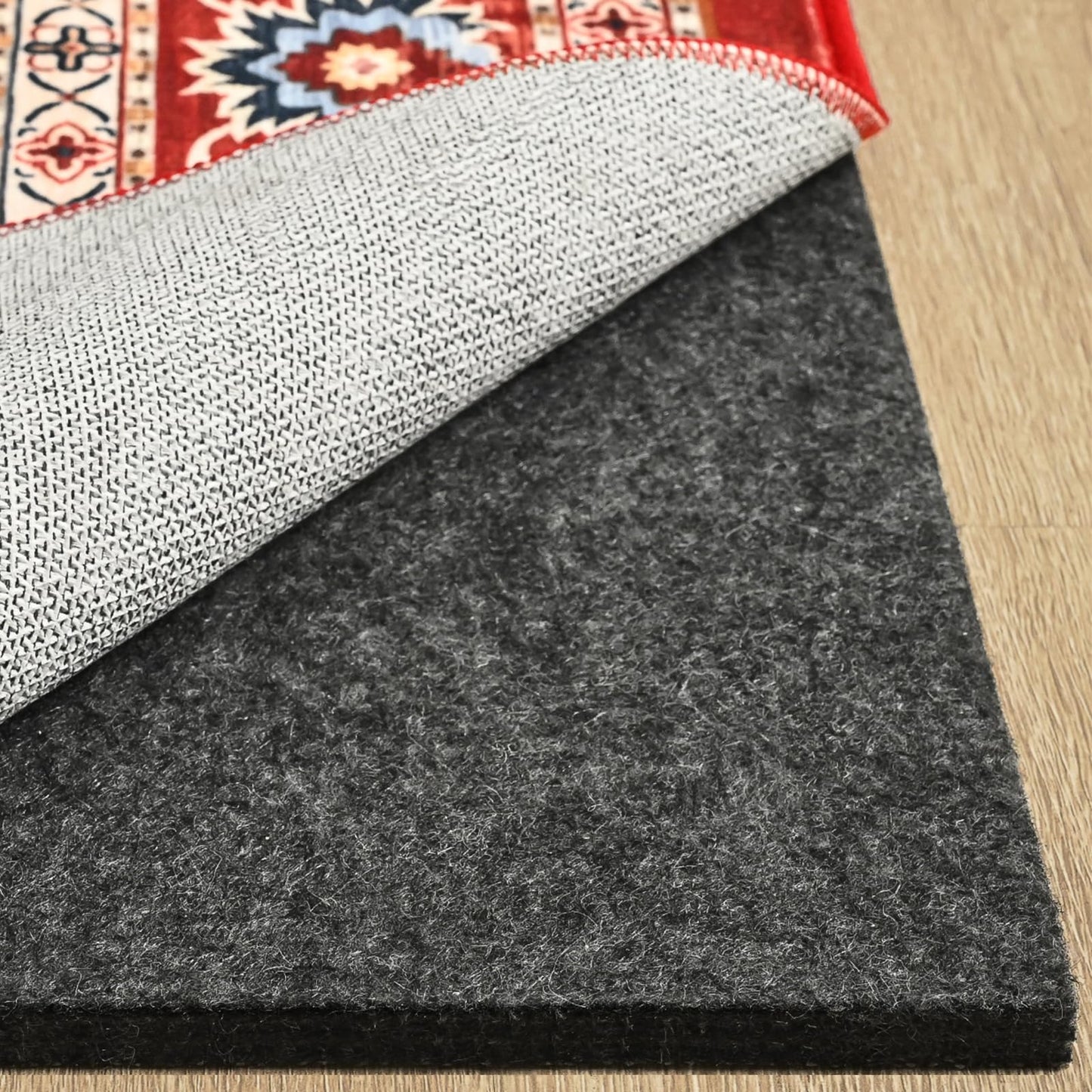 YJ.GWL 3x5 Feet Non Slip Rug Pad 1/4 inch Thick Felt and Silicone Backing, Dual Surface Cushion Rug Gripper for Hardwood Floors, Carpet Liner Keep Rugs in Place, Anti Skid Mat for Under Area Rug