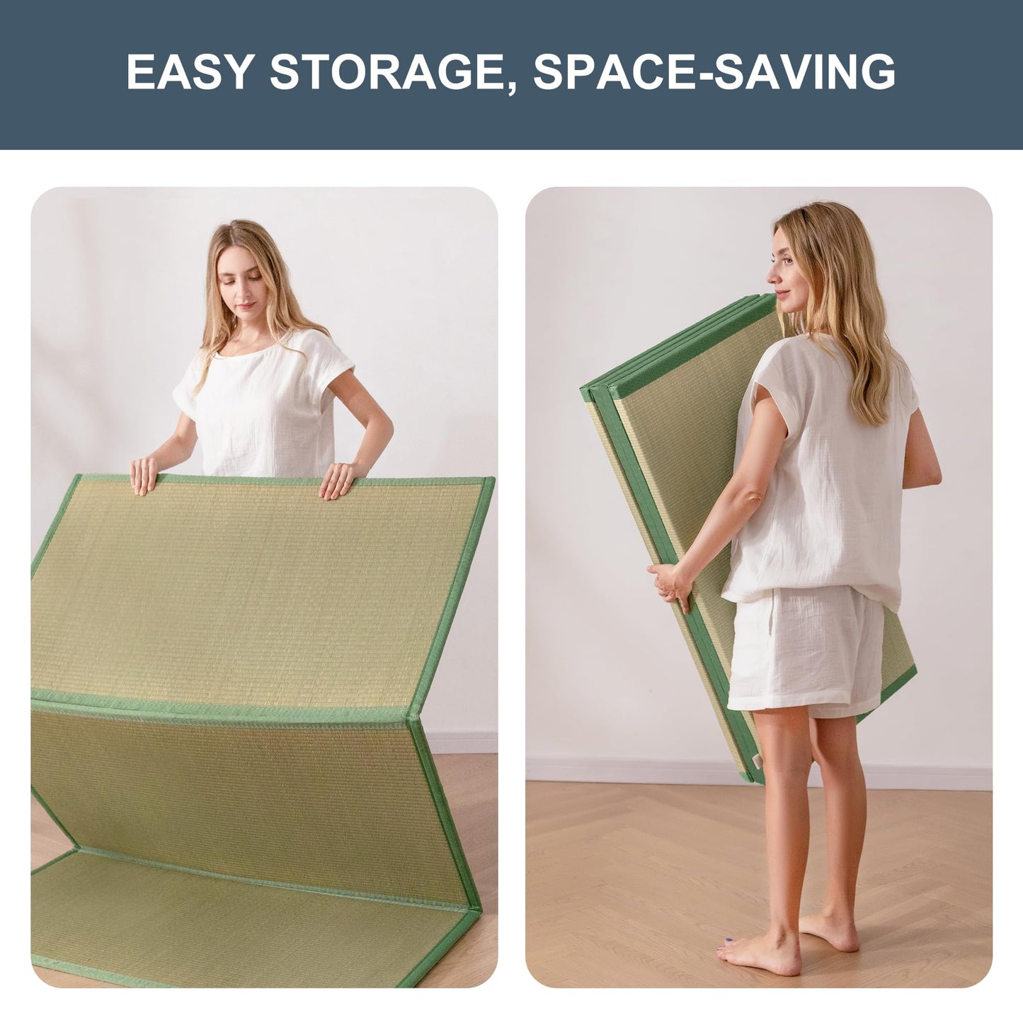 MAXYOYO Japanese Tatami Mat 100% Rush Grass Portable Folding Mat Firm Traditional Floor Tatami 79"x39"x0.47"