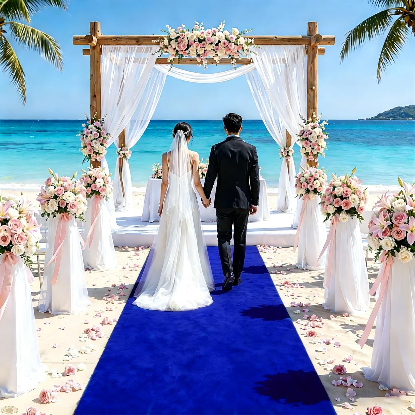 FUHSY Royal Blue Velvet Aisle Runner - 4x15FT Luxury Wedding Carpet for Indoor/Outdoor Ceremony & Party