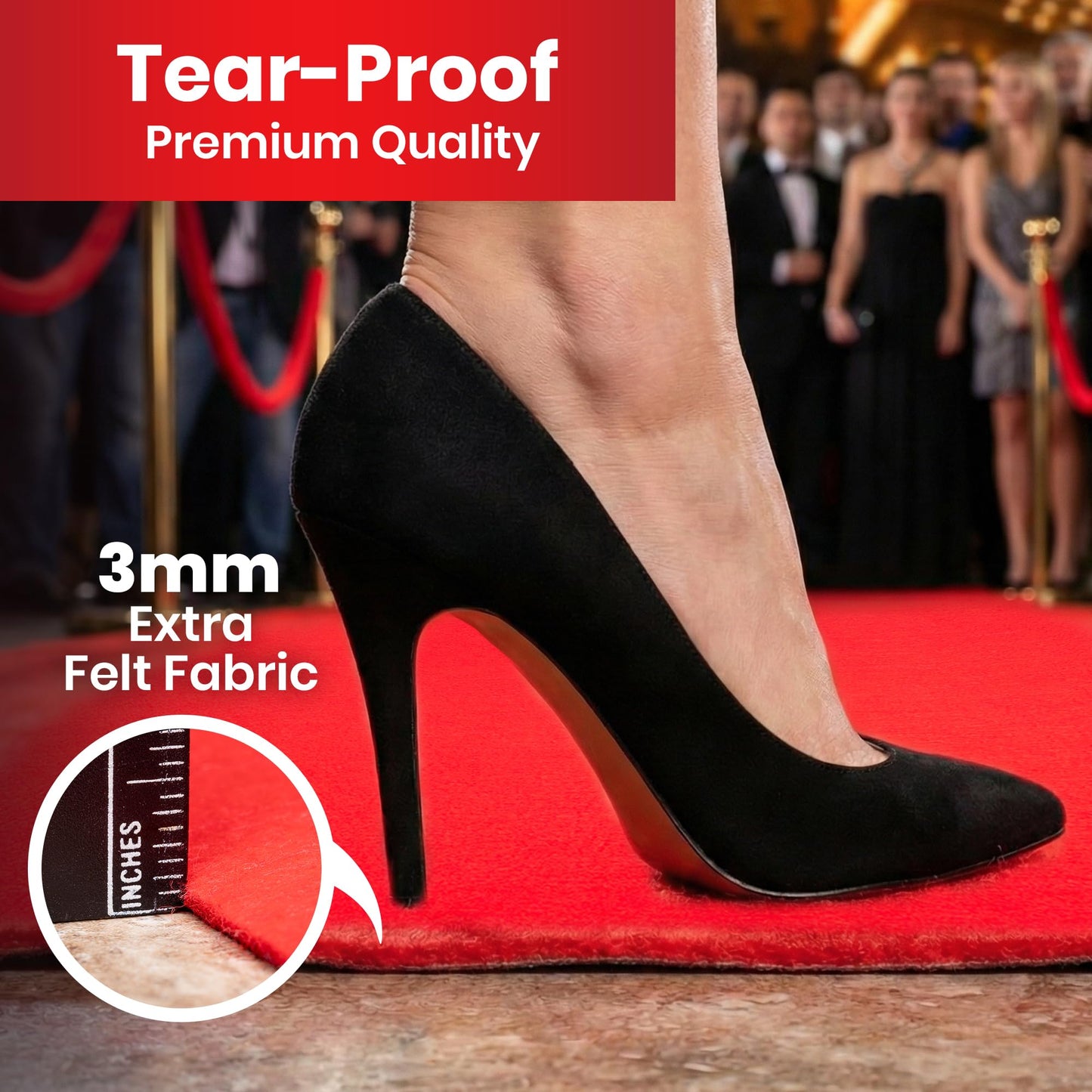 Red Carpet Runner for Party - Durable, Non Slip Red Rug - Hollywood Theme Party Decorations, Wedding Ceremony, Runway, Prom, Indoor & Outdoor Event (2.2x16.4ft)