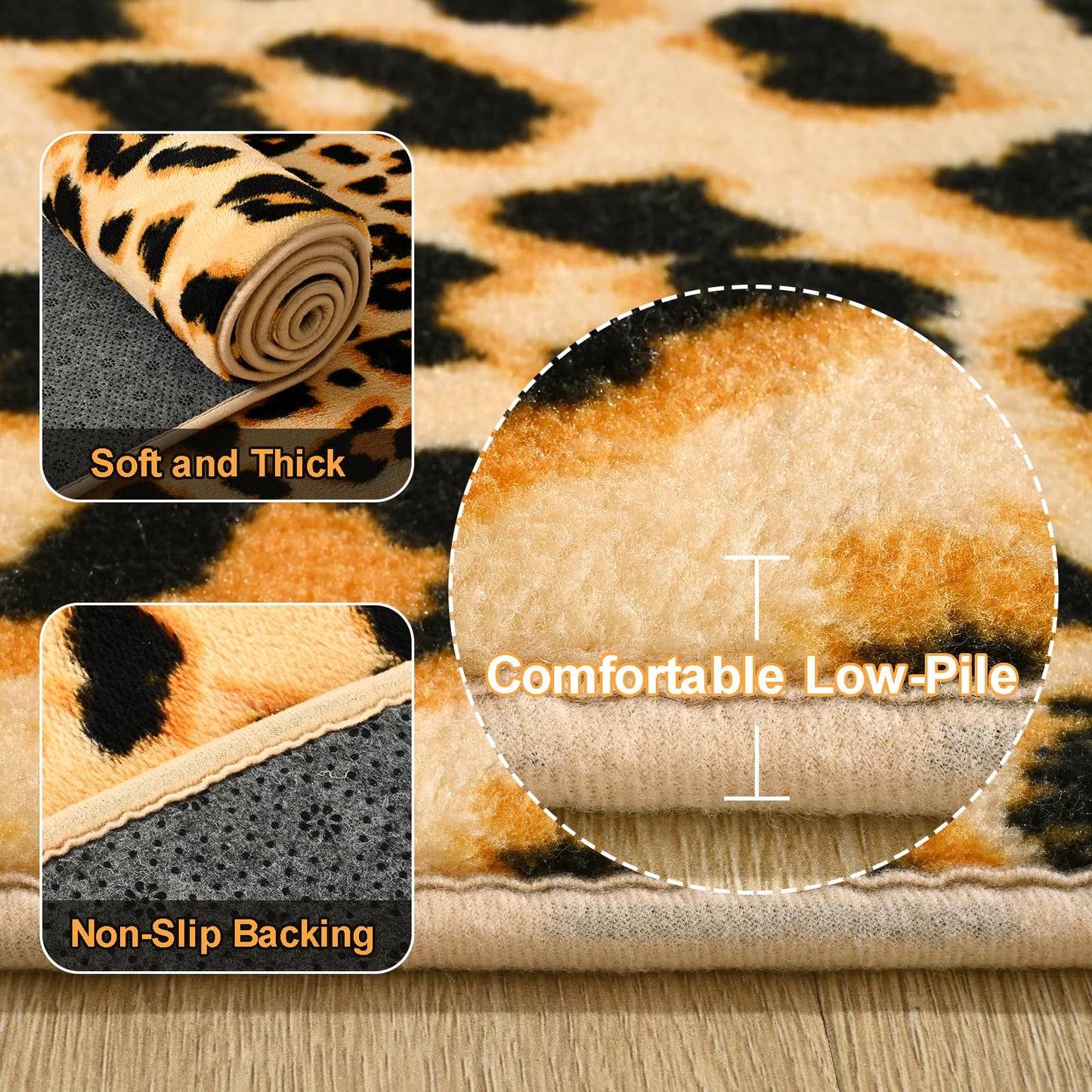 Amearea Soft Leopard Rugs for Bedroom Living Room, 4x6 Modern Cheetah Print Thickened Memory Foam Rug, Fluffy Indoor Washable Animal Rug Carpet for Kids Boys Girls Dorm Nursery Room Home Decor, Khaki
