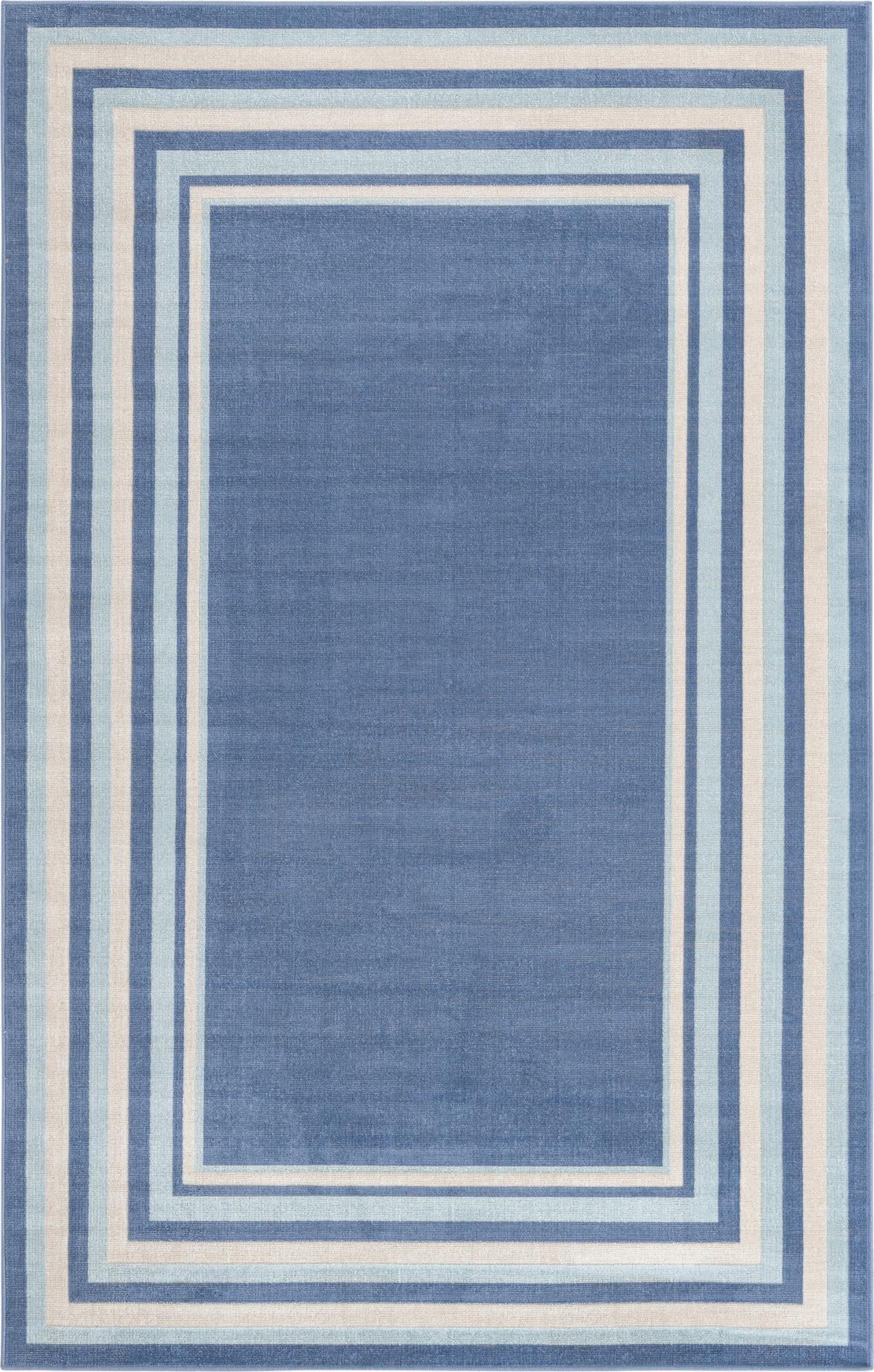 Unique Loom Lotus Collection Area Rug - Guyana (5' 3" x 8' Rectangle, Blue/ Light Blue)