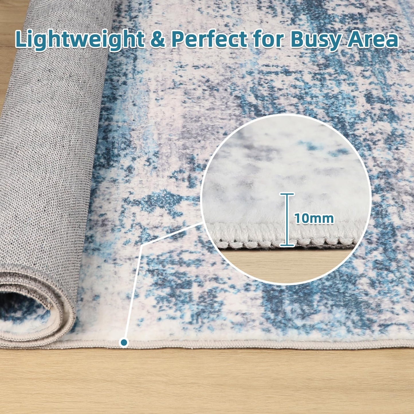 Dripex Faux Rabbit Fur Small Area Rug, 2x3 Washable Coastal Blue Fluffy Rugs,Stain Resistant Indoor Door Mat for Home Entrance, Non-Slip Fluffy Throw Rugs for Living Room Bedroom Kids Room