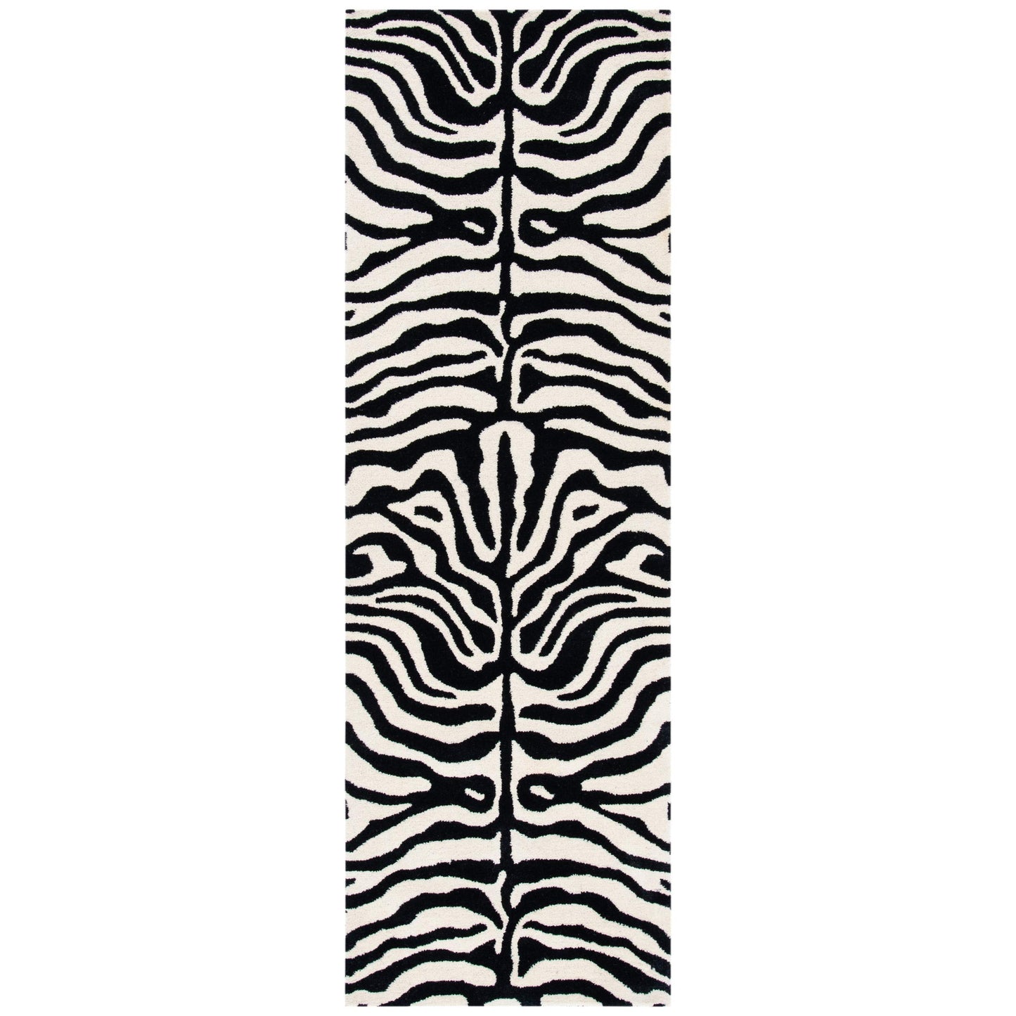 SAFAVIEH Soho Collection Runner Rug - 2'6" x 8', Black & White, Handmade Wool, Ideal for High Traffic Areas in Living Room, Bedroom (SOH435A)