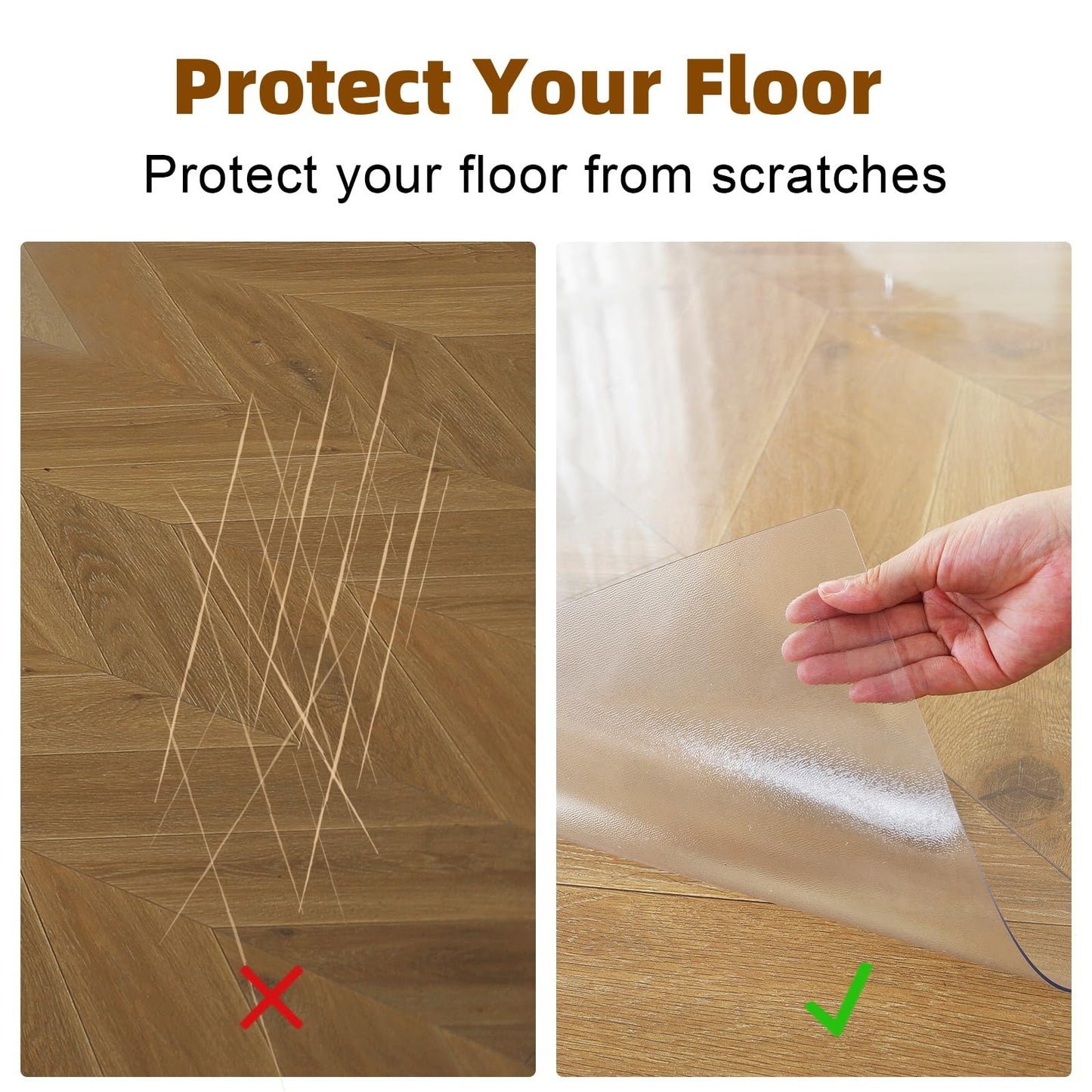 Royhom Clear Chair mat for Hardwood Floor 51 x 63 Inches, Clear Floor Mat for Rolling Chairs, Desk Hard Surface Pad, Waterproof Rectangle Protector Pad