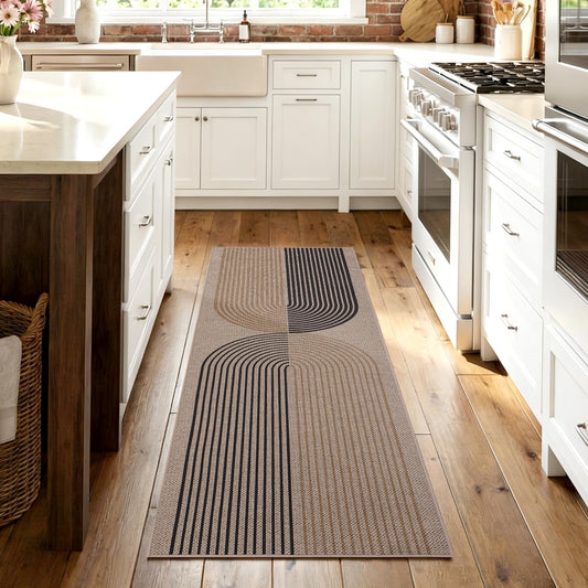 GarveeHome Easy Jute 2x8 Runner Rugs Modern Rainbow Rug for Hallway Kitchen Non Slip Indoor Outdoor Runner Door Mat for Laundry Porch