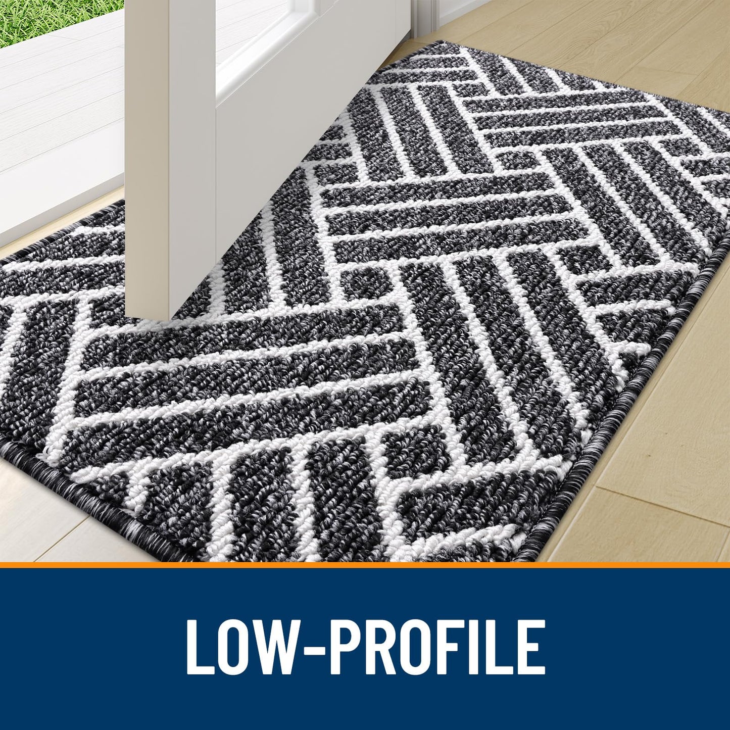 OLANLY Large Indoor Door Mat, 59x35 Inch, Dirt Resistant and Absorbent, Non-Slip Rubber Backing Floor Mats, Easy Clean Low-Profile Doormat for Entryway, Front Door, and Inside Entrance, Black