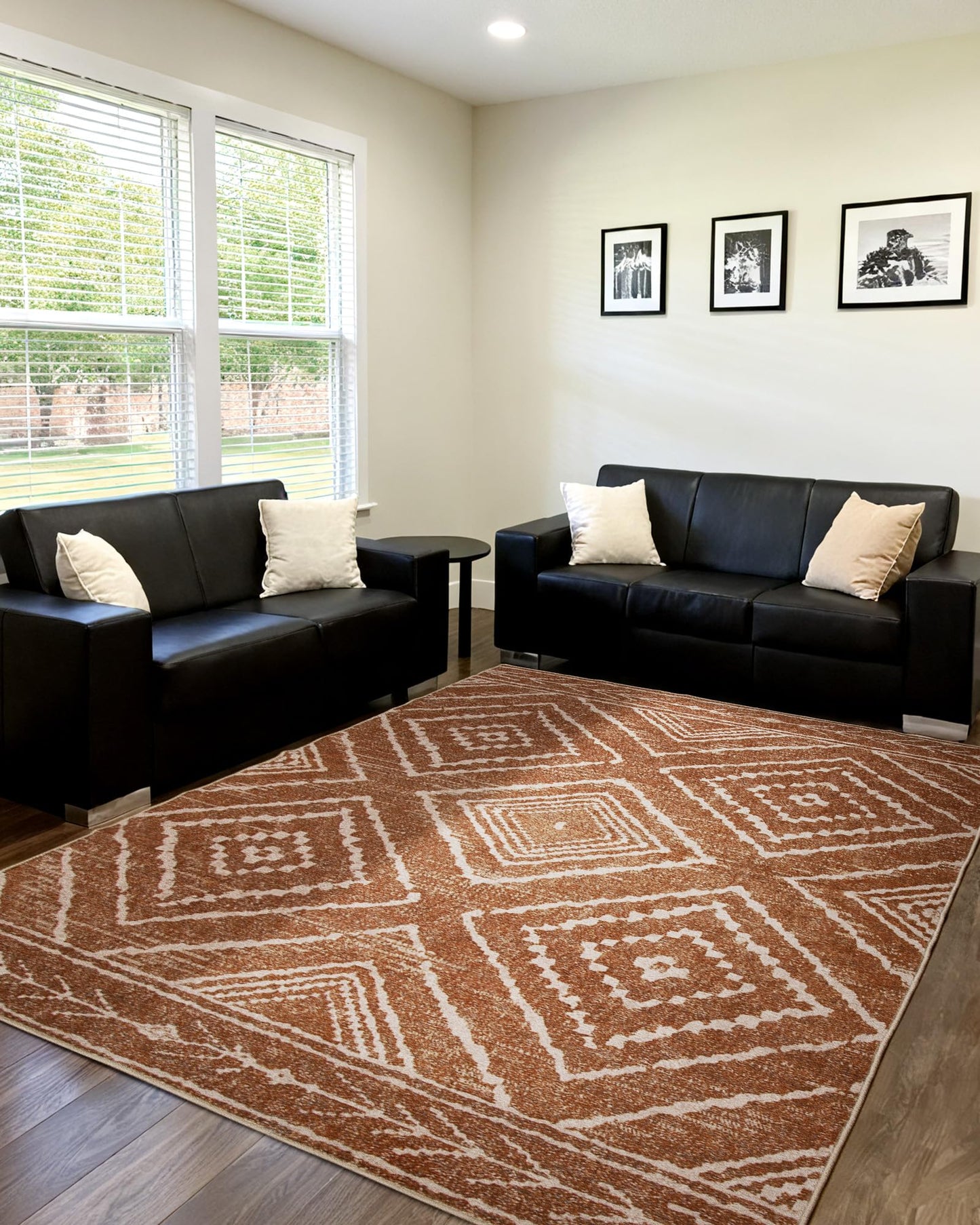 BESTSWEETIE Area Rug 5x7 Rug Machine Washable Non-Slip Low Pile Print Pattern Western Rug for Living Room Bedroom Entryway Tribal Series -Yellowbrown/Cream