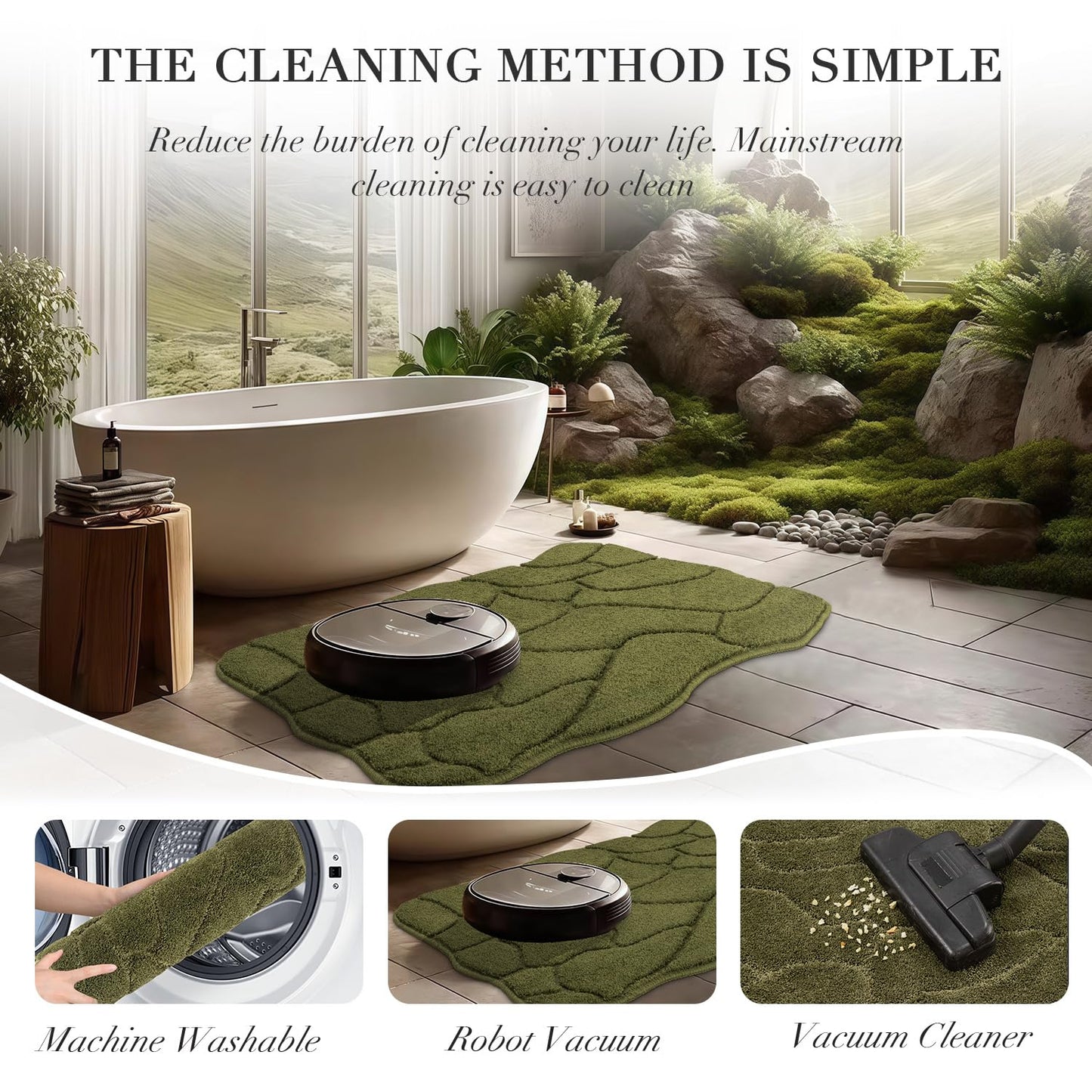 Bathroom Rugs, 32x20 Inches Bath Mats Non Slip, Extra Soft Absorbent Microfiber Shower Bath Rugs Mats Carpet for Bathroom Floor Decor, Machine Washable (Olive Green)