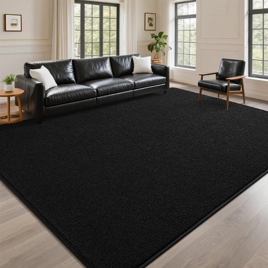 DweIke 6x9 Black Rugs for Bedroom Living Room, Soft Fluffy Washable Low Pile Solid Color Rug, Non-Slip Throw Carpets for Kids Boys Girls Dorms Nursery Classroom Home Decor
