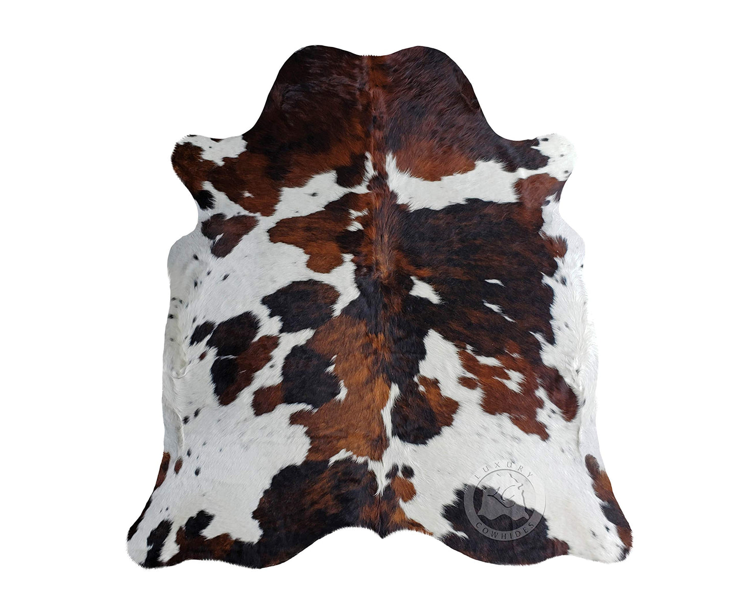 Sunshine Cowhides 100% Genuine Tricolor Cowhide Rug - Modern Style Animal Skin Rug & Floor Carpet for Living Room, Bedroom, Kitchen & More - Extra Large (6x7-8 Ft.)
